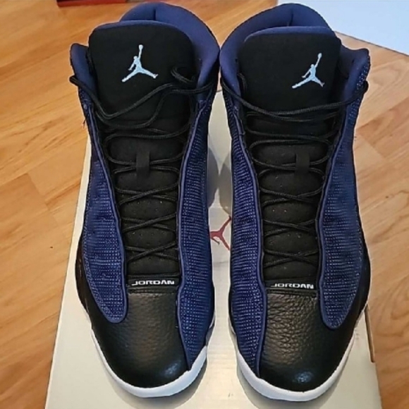 Navy Blue and Black Jordan Sneakers - Picture 2 of 8